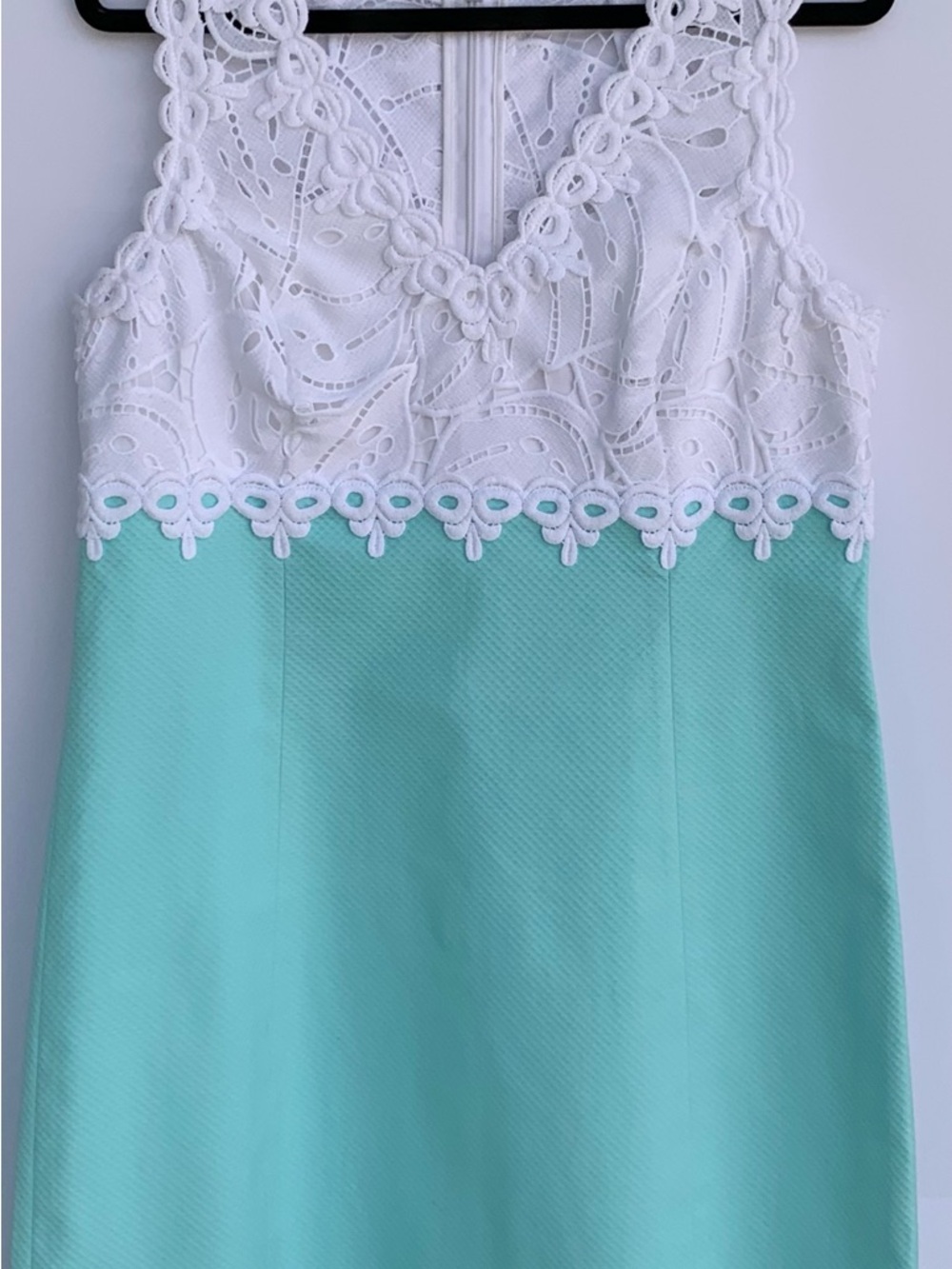 Lilly Pulitzer White Lace Aqua Shift Dress 12 Coastal Resort Bridal
